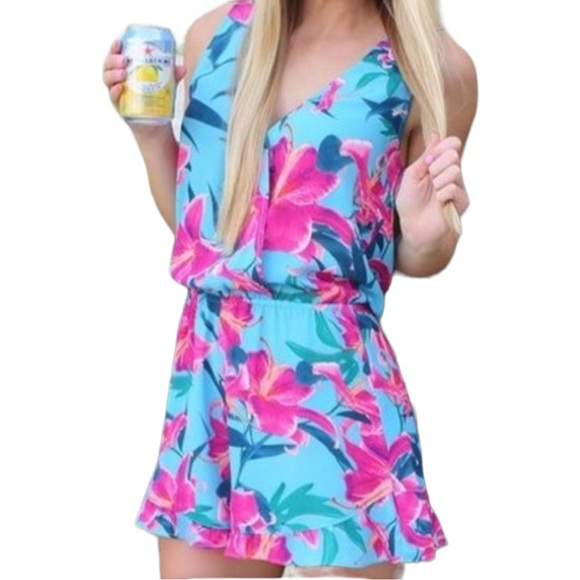 SHOW ME YOUR MUMU Riri Wrap Floral Romper in Sea Lilies Print Size Small - Picture 1 of 6